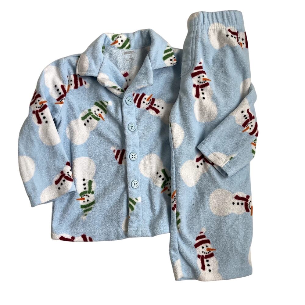 Gymboree Two Piece Fleece Snowman Pajamas - Light Blue - 2T